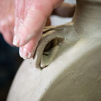 Nic Collins and Sabine Nemet in their pottery 2016